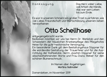 Traueranzeige von Otto Schellhase  von Magdeburger Volksstimme
