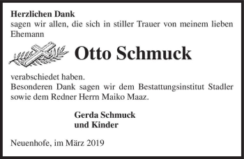 Traueranzeige von Otto Schmuck  von Magdeburger Volksstimme