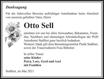 Traueranzeige von Otto Sell  von Magdeburger Volksstimme