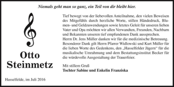 Traueranzeige von Otto Steinmetz  von Magdeburger Volksstimme