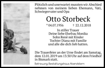 Traueranzeige von Otto Storbeck  von Magdeburger Volksstimme