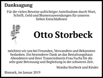 Traueranzeige von Otto Storbeck  von Magdeburger Volksstimme