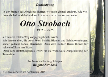 Traueranzeige von Otto Strobach  von Magdeburger Volksstimme