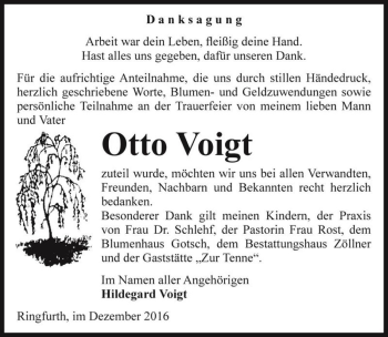 Traueranzeige von Otto Voigt  von Magdeburger Volksstimme