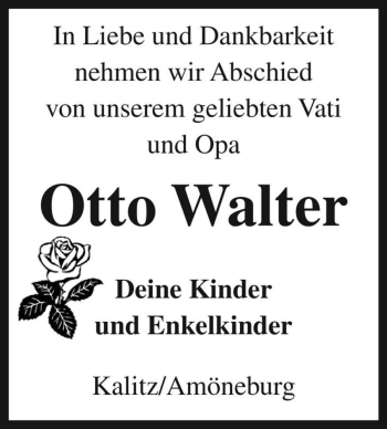 Traueranzeige von Otto Walter  von Magdeburger Volksstimme