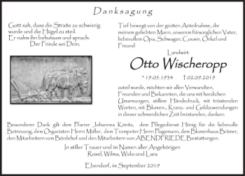 Traueranzeige von Otto Wischeropp  von Magdeburger Volksstimme