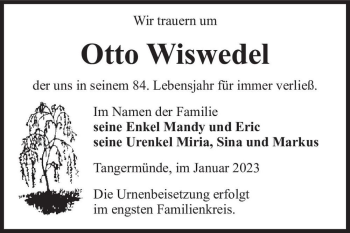 Traueranzeige von Otto Wiswedel  von Magdeburger Volksstimme