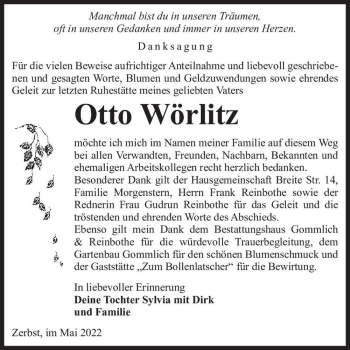 Traueranzeige von Otto Wörlitz  von Magdeburger Volksstimme