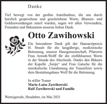 Traueranzeige von Otto Zawikowski  von Magdeburger Volksstimme
