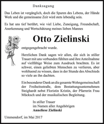 Traueranzeige von Otto Zielinski  von Magdeburger Volksstimme