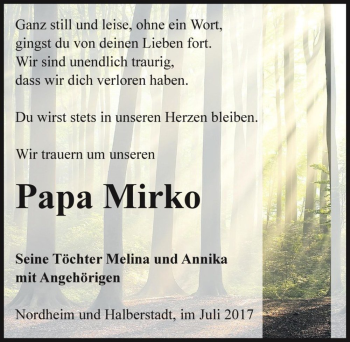 Traueranzeige von Papa Mirko  von Magdeburger Volksstimme