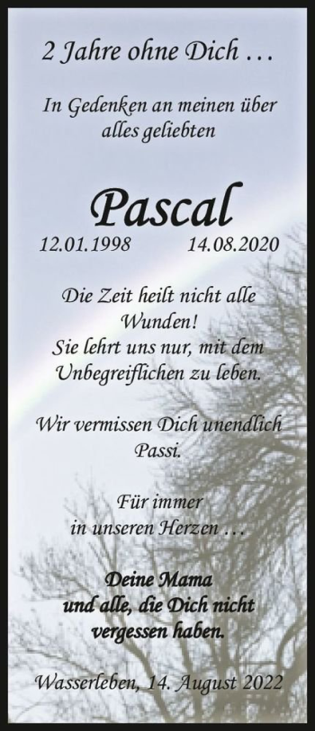 Traueranzeige von Pascal  von Magdeburger Volksstimme