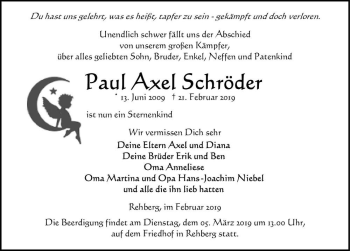 Traueranzeige von Paul Axel Schröder  von Magdeburger Volksstimme
