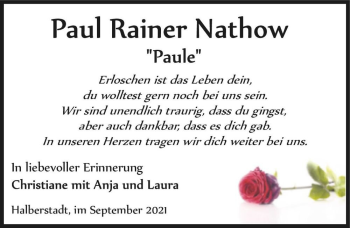 Traueranzeige von Paul Rainer Nathow 