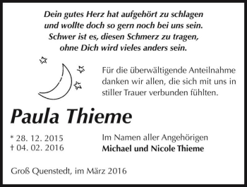 Traueranzeige von Paula Thieme  von Magdeburger Volksstimme