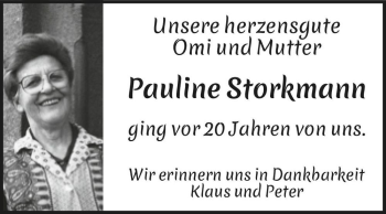 Traueranzeige von Pauline Storkmann  von Magdeburger Volksstimme