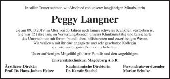 Traueranzeige von Peggy Langner  von Magdeburger Volksstimme