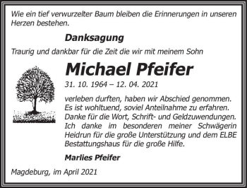 Traueranzeige von Peifer Michael  von Magdeburger Volksstimme