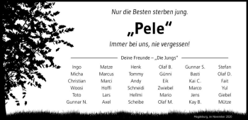 Traueranzeige von Pele  von Magdeburger Volksstimme