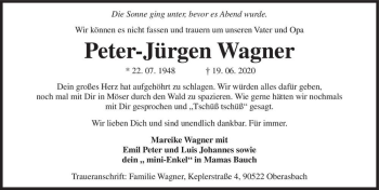 Traueranzeige von Peter-Jürgen Wagner  von Magdeburger Volksstimme