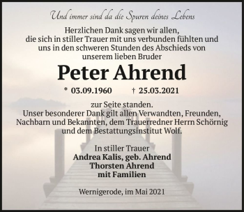 Traueranzeige von Peter Ahrend  von Magdeburger Volksstimme