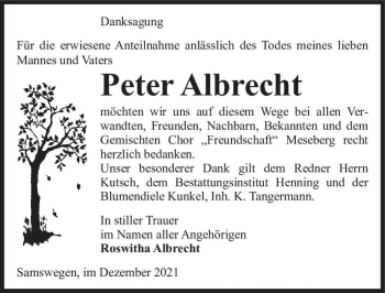 Traueranzeige von Peter Albrecht  von Magdeburger Volksstimme