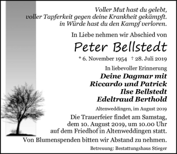 Traueranzeige von Peter Bellstedt  von Magdeburger Volksstimme