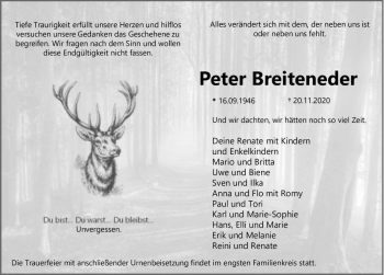 Traueranzeige von Peter Breiteneder  von Magdeburger Volksstimme
