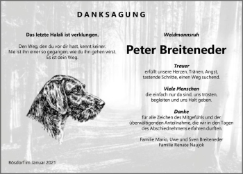 Traueranzeige von Peter Breiteneder  von Magdeburger Volksstimme