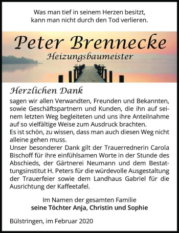 Traueranzeige von Peter Brennecke  von Magdeburger Volksstimme