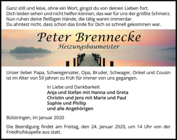 Traueranzeige von Peter Brennecke  von Magdeburger Volksstimme