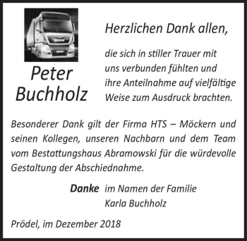 Traueranzeige von Peter Buchholz  von Magdeburger Volksstimme