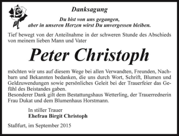 Traueranzeige von Peter Christoph  von Magdeburger Volksstimme