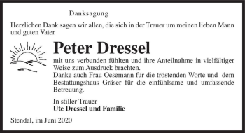 Traueranzeige von Peter Dressel  von Magdeburger Volksstimme