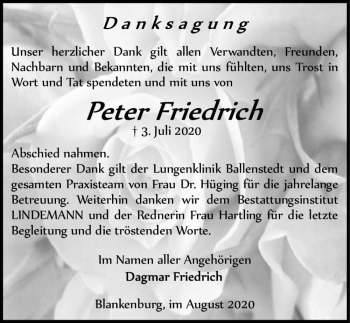 Traueranzeige von Peter Friedrich  von Magdeburger Volksstimme