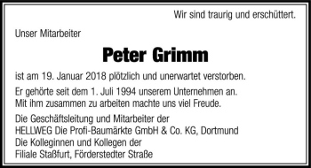 Traueranzeige von Peter Grimm  von Magdeburger Volksstimme
