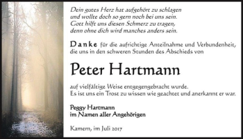 Traueranzeige von Peter Hartmann  von Magdeburger Volksstimme