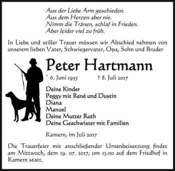 Traueranzeige von Peter Hartmann  von Magdeburger Volksstimme