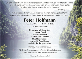 Traueranzeige von Peter Hoffmann  von Magdeburger Volksstimme