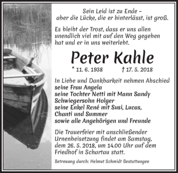 Traueranzeige von Peter Kahle  von Magdeburger Volksstimme