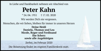 Traueranzeige von Peter Kahn  von Magdeburger Volksstimme