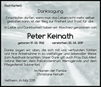 Traueranzeige von Peter Keinath  von Magdeburger Volksstimme