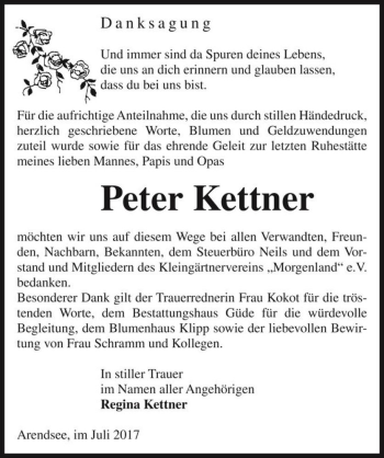 Traueranzeige von Peter Kettner  von Magdeburger Volksstimme