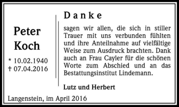 Traueranzeige von Peter Koch  von Magdeburger Volksstimme