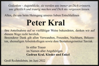 Traueranzeige von Peter Kral  von Magdeburger Volksstimme