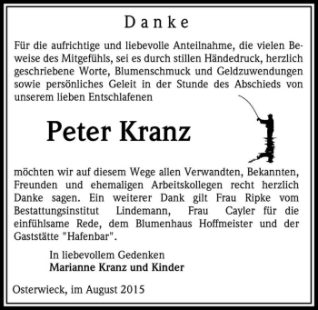 Traueranzeige von Peter Kranz  von Magdeburger Volksstimme