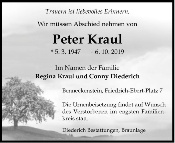 Traueranzeige von Peter Kraul  von Magdeburger Volksstimme