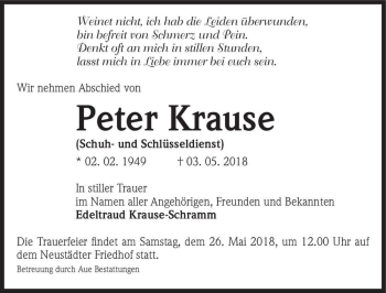 Traueranzeige von Peter Krause  von Magdeburger Volksstimme