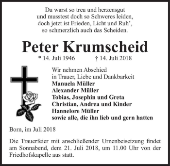 Traueranzeige von Peter Krumscheid  von Magdeburger Volksstimme