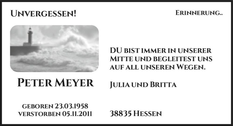  Traueranzeige für Peter Meyer  vom 05.11.2021 aus Magdeburger Volksstimme